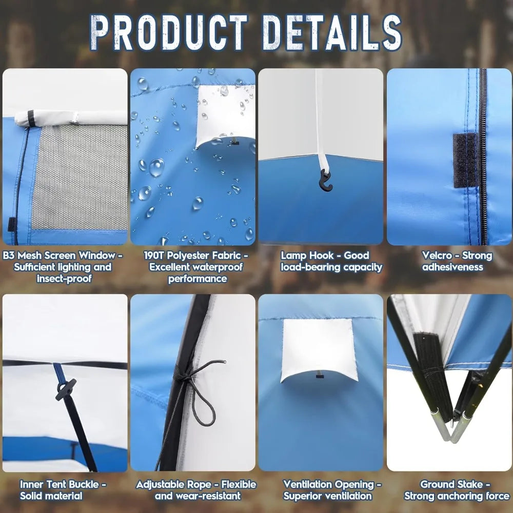 Family-Sized Weatherproof Camping Tent, Porch, Rainfly, 2-Room Easy Setup , Outdoor Living