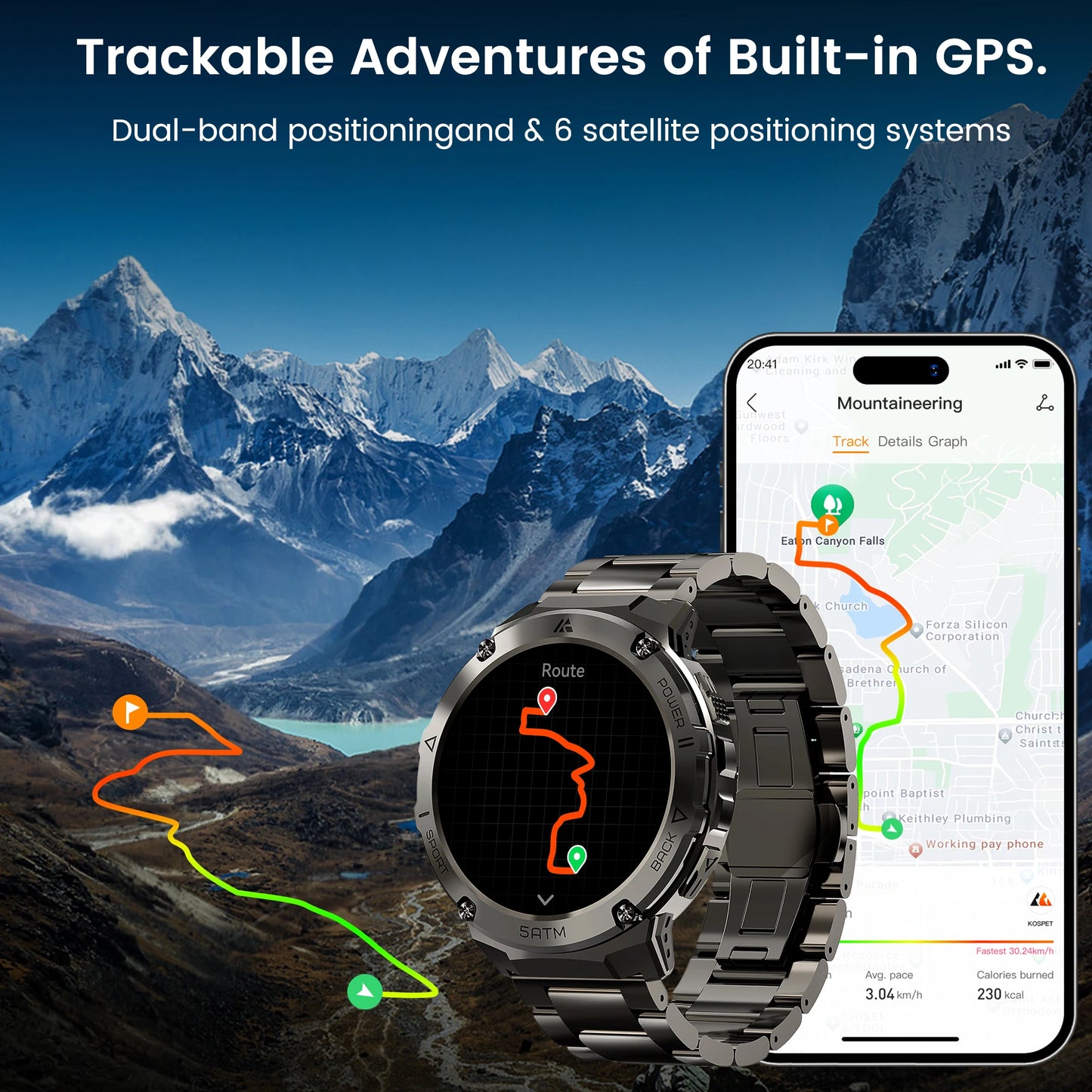 HIDAMEL T3E GPS Smart Watch, Compass Altimeter,Stainless Steel, 5ATM IP69K Waterproof 470mAh AMOLED