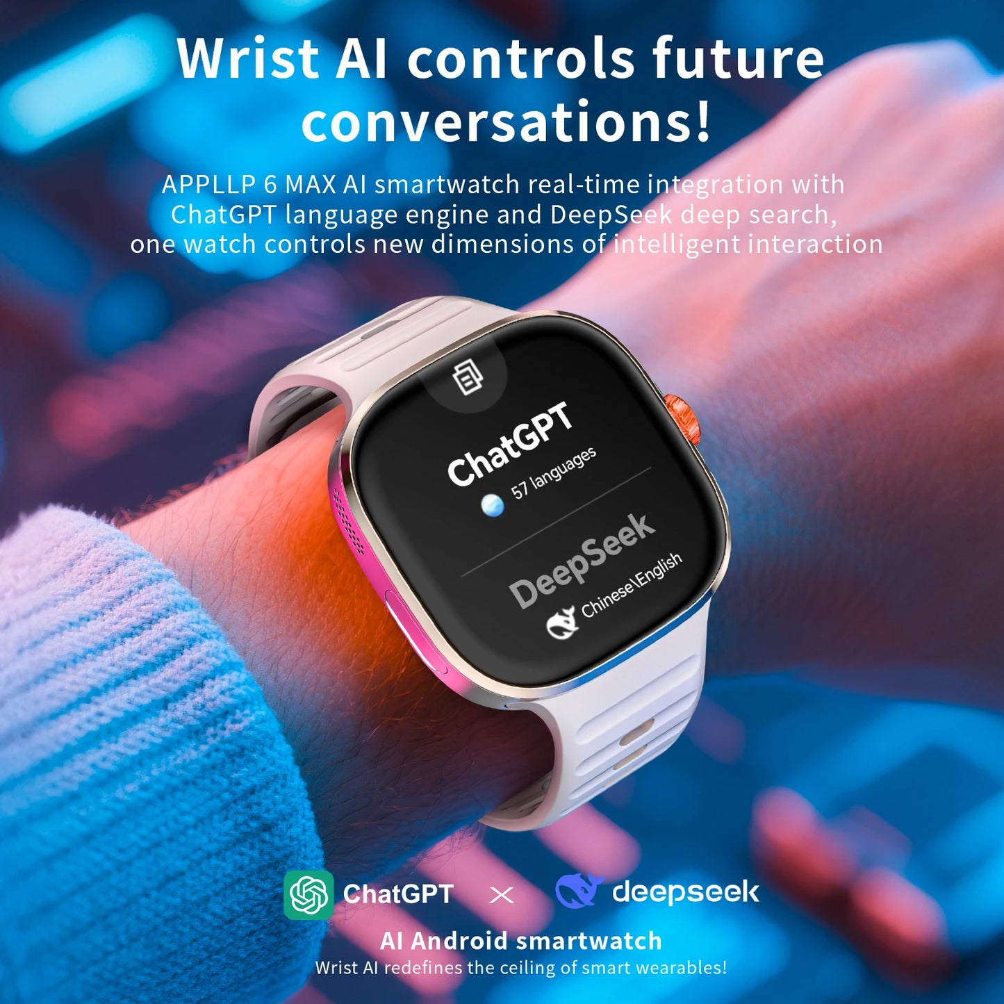 LOKMAT New APPLLP 6 MAX Android Smart Watch Phone Amoled Touch Screen Rotating Camera AI Chatgpt