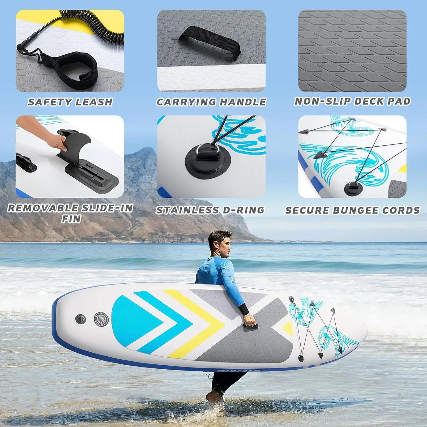 Inflatable Stand Up-Paddle Board,Adults,10.6'   Premium SUP Accessories & Carry Bag,Paddle,Pump