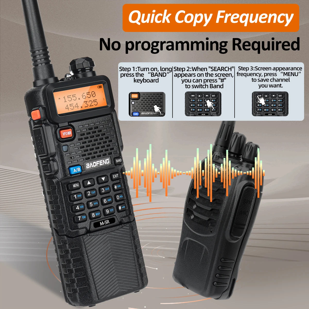 2X BAOFENG M-5R 8W Walkie Talkie 3800mAh Battery Multi Band AM Type-C USB Copy Upgraded