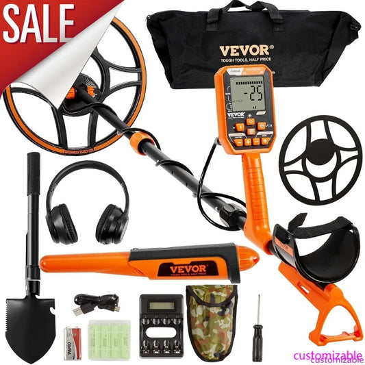 Professional Rechargeable Metal Detector,12"Coils, Waterproof Gold, Adjustable 39-50", 7 LCD Modes