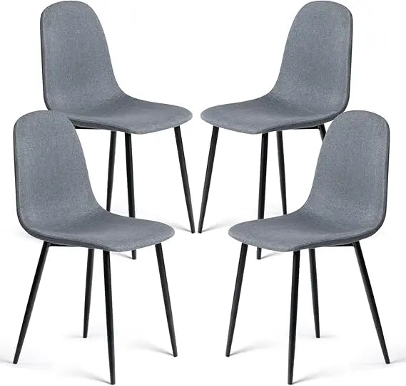 6 Dining Chairs, Fabric Suede,Kitchen Chairs Mid-Back with Metal Legs