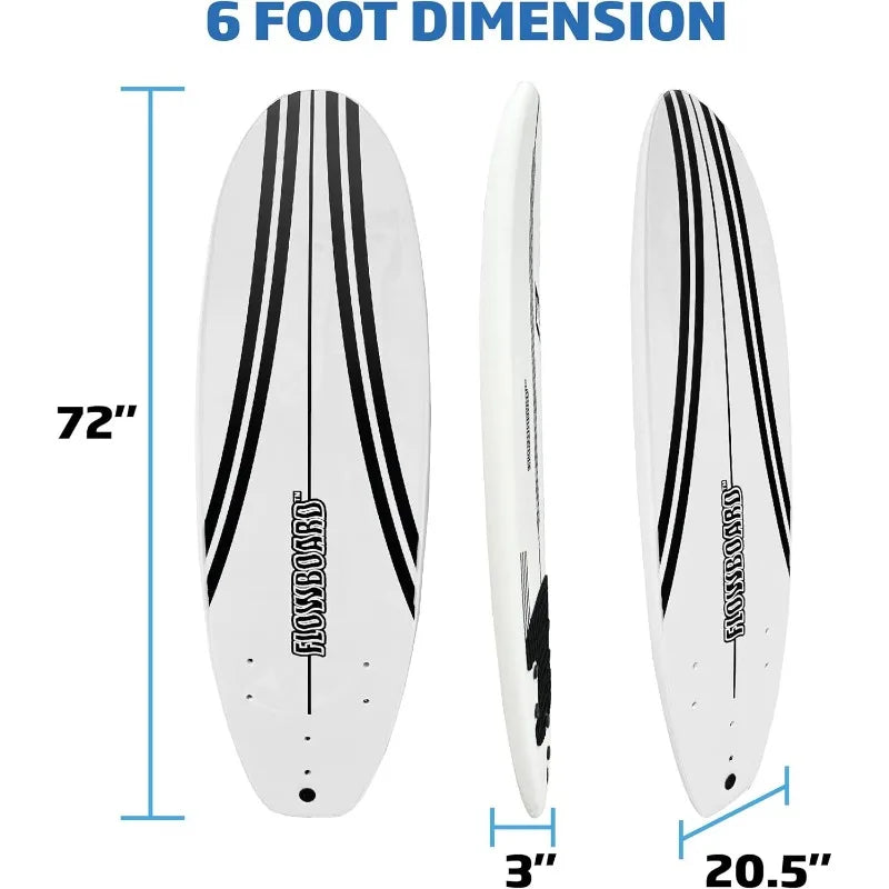 Surfboard Softboard Foam - Include (3) Fins 6’ Foot Leash, (2) Wood Stringers Inside Board Avail