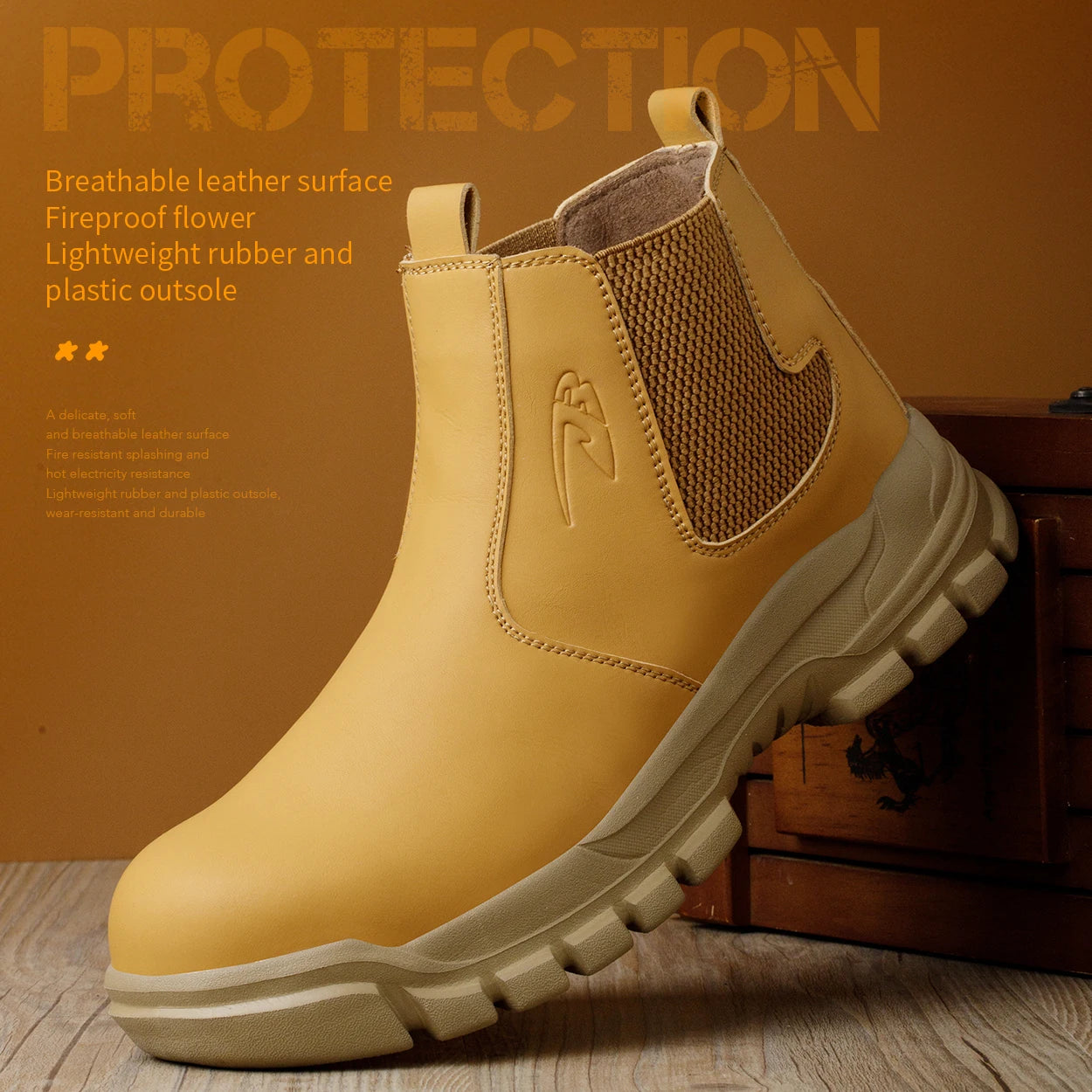 Waterproof Men's Safety Work Boots Steel Toe Anti Impact, Anti-Puncture