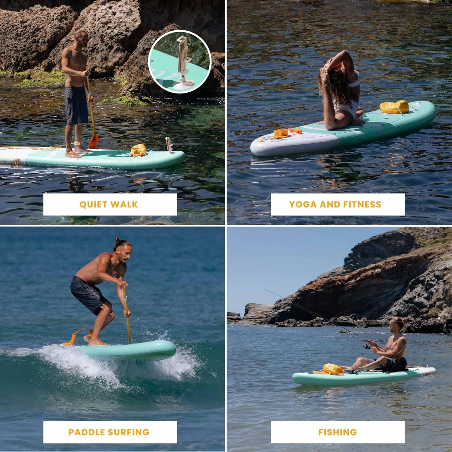 Inflatable Paddle Board with Premium Accessories - IAdults with Kayak Seat and 2-in-1 Oar