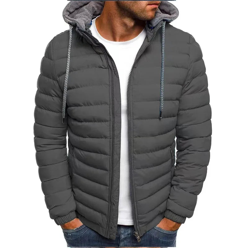 2024 Autumn And Winter Male Loose Overcoat Casual Sportswear Fashion Hooded Warm Zipper Jacket