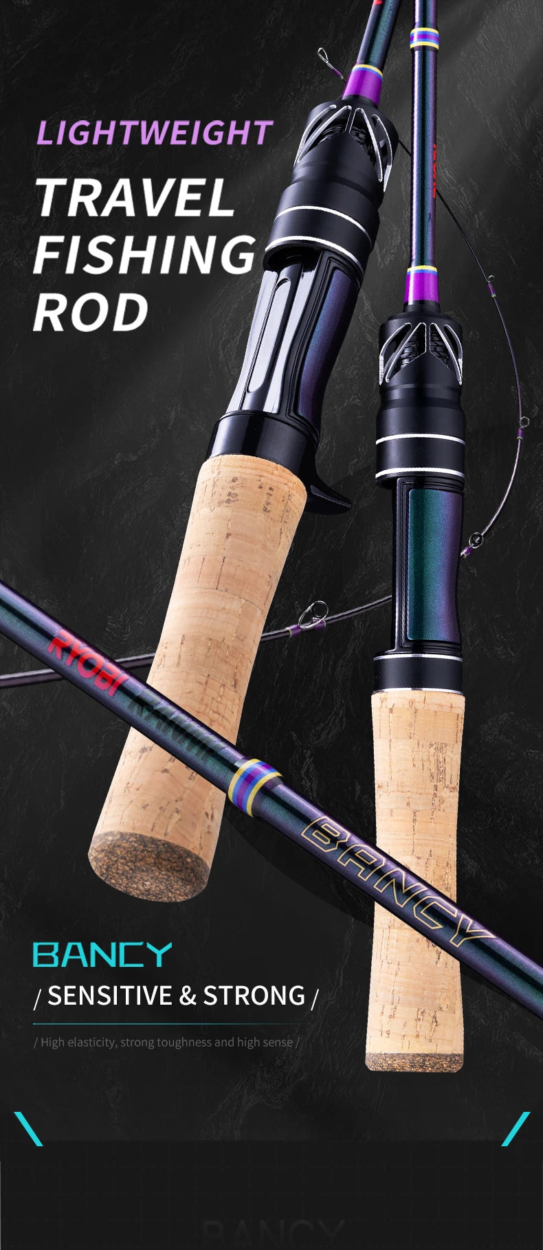 Ultralight Fishing Rod 6'/5'6" Spinning Casting 2 Pieces Stream Lightweight 24T High Carbon Fiber
