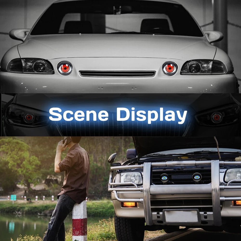 LED Dynamic Devil Eyes Lights 6modes 12V Remote Control Atmosphere Lamp Motorcycle Lens Headlight