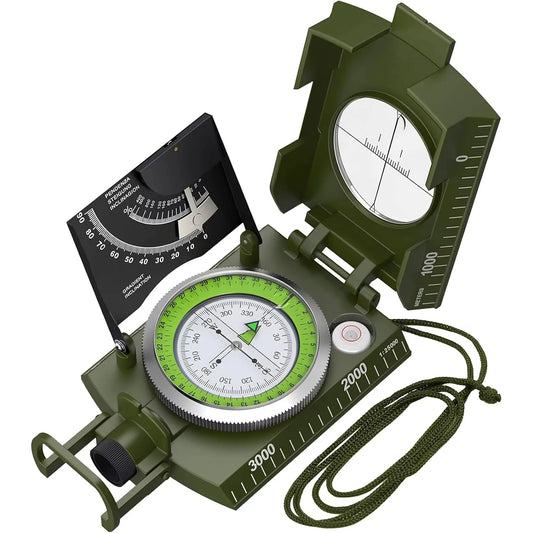 Professional Lensatic Compass Metal Waterproof IP65  Sighting Clinometer, Carry Bag
