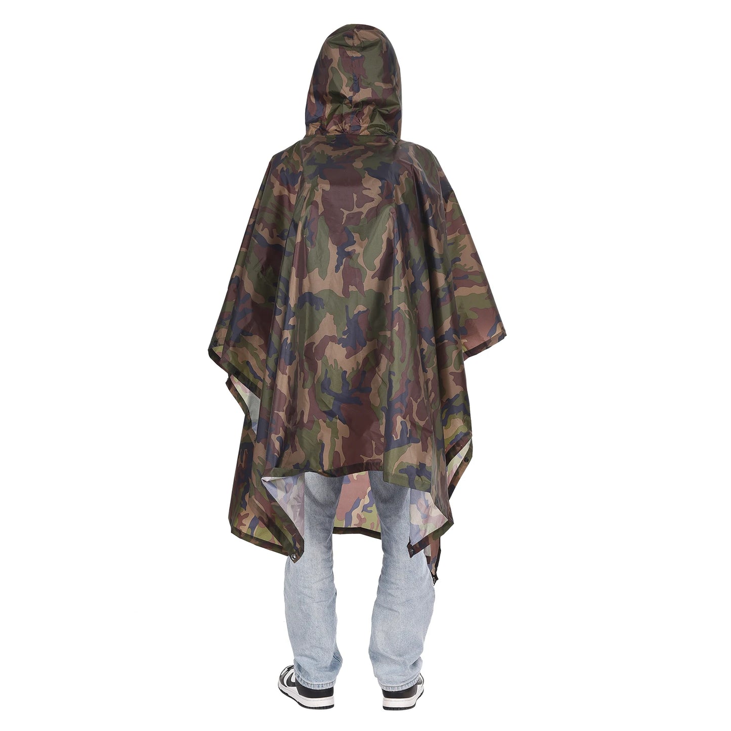 Hooded Rain Poncho, Pocket Lightweight Waterproof,Sun Shelter,Men and Women Camping Hiking