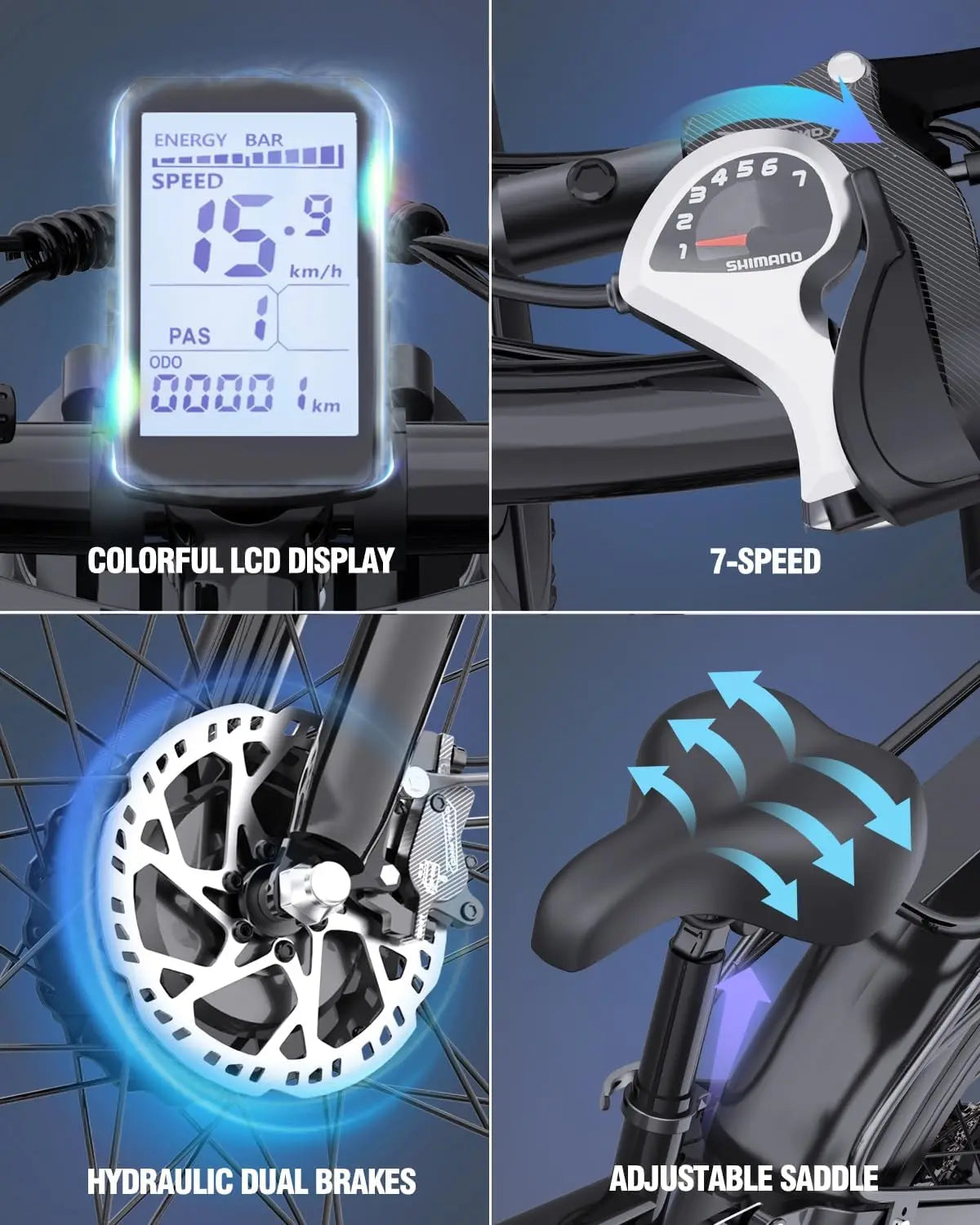 E-Bike 2000W 48V 23AH 26 Inch Fat Tire Dual Motor Hydraulic Brakes Full Suspension MTBike