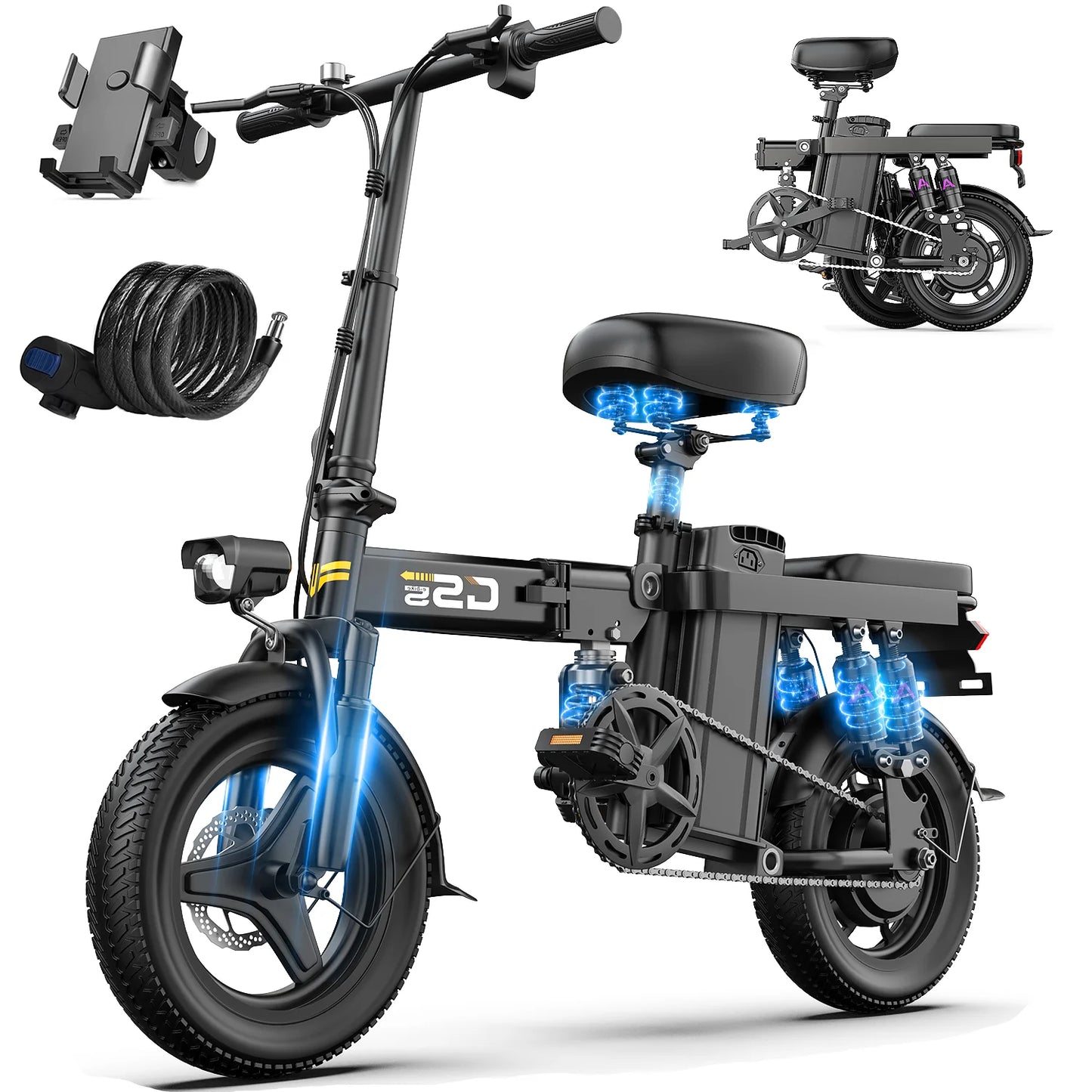 E-Bike for Adults Teen-Folding,750W Peak Motor,20+MPH 35 Miles,Commuter 48V 15AH Removable Battery
