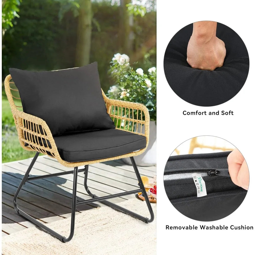 Patio Furniture Wicker Bistro Set, 4-Piece All Weather Rattan Conversation Loveseat Sets