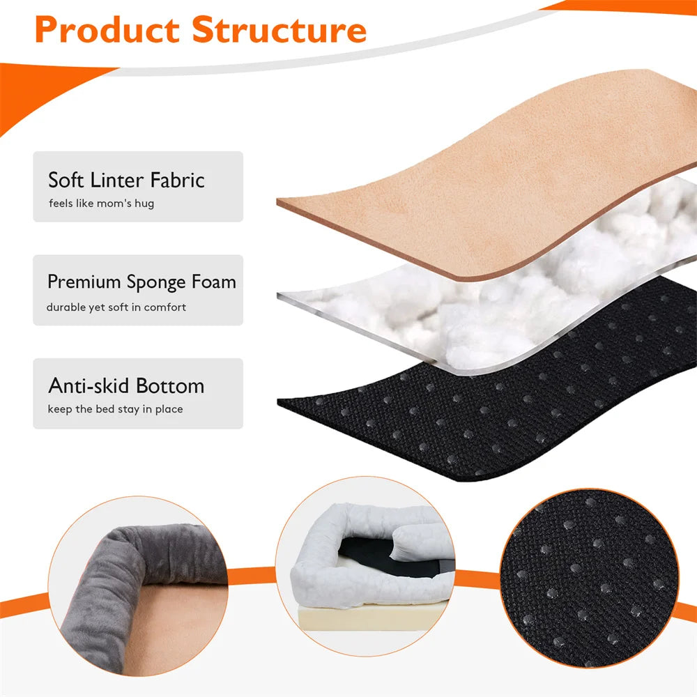 Jumbo Large Orthopedic Dog Bed Memory Foam,Waterproof Elevated Cushion Warm Puppy,Removable Cover