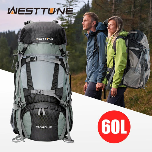 60L Explorer Internal Frame Backpack, Rain Cover Outdoor for Hiking Camping Backpacking Travel