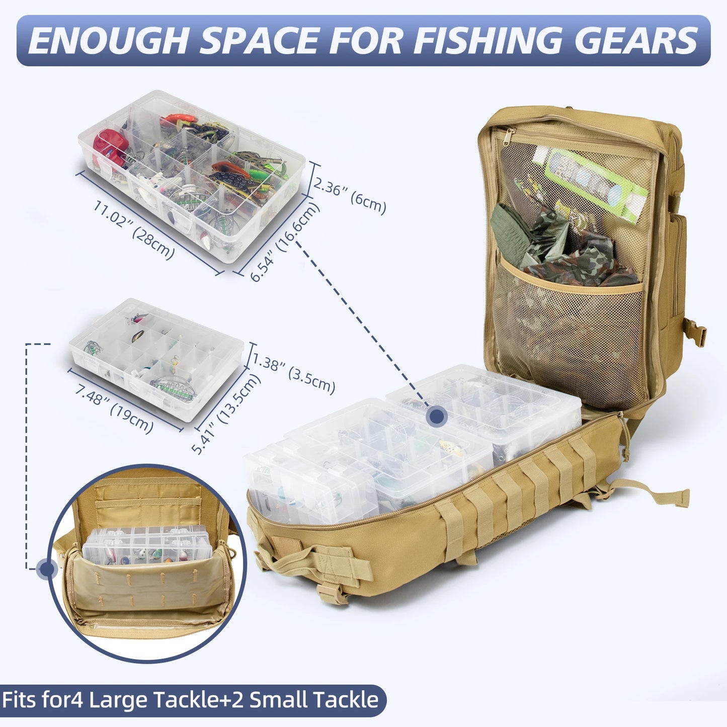 45L Fishing Hunting Bag Tactical Backpack Men's Travel Large Capacity Rucksacks Men Waterproof