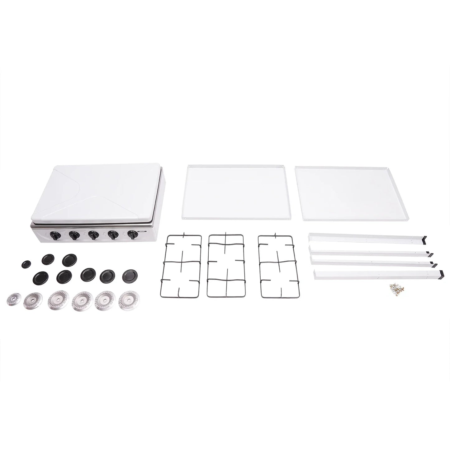 5-Burner Gas Stove: 2.5KW Power Efficient 5 Knobs Durable Independent Control, Heat Energy-Saving