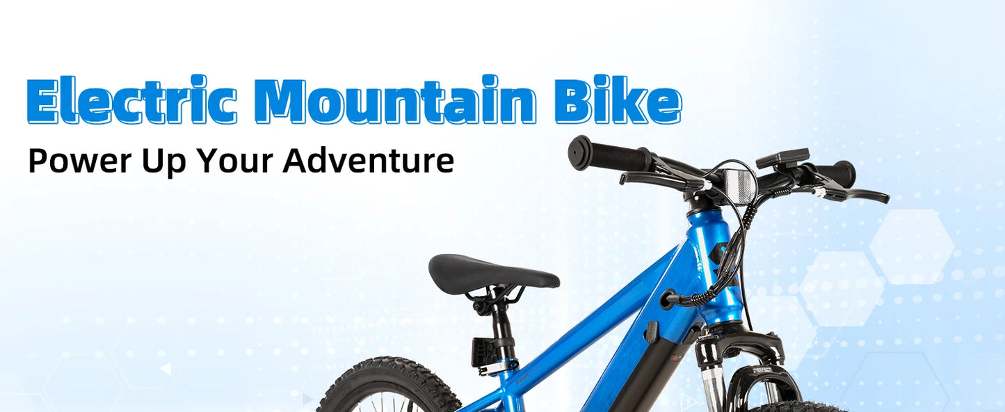 Electric Bike, Kids Teens Ages 7+, 250W Motor, 15 Miles 15MPH Electric Mountain Bicycle Safe Mini