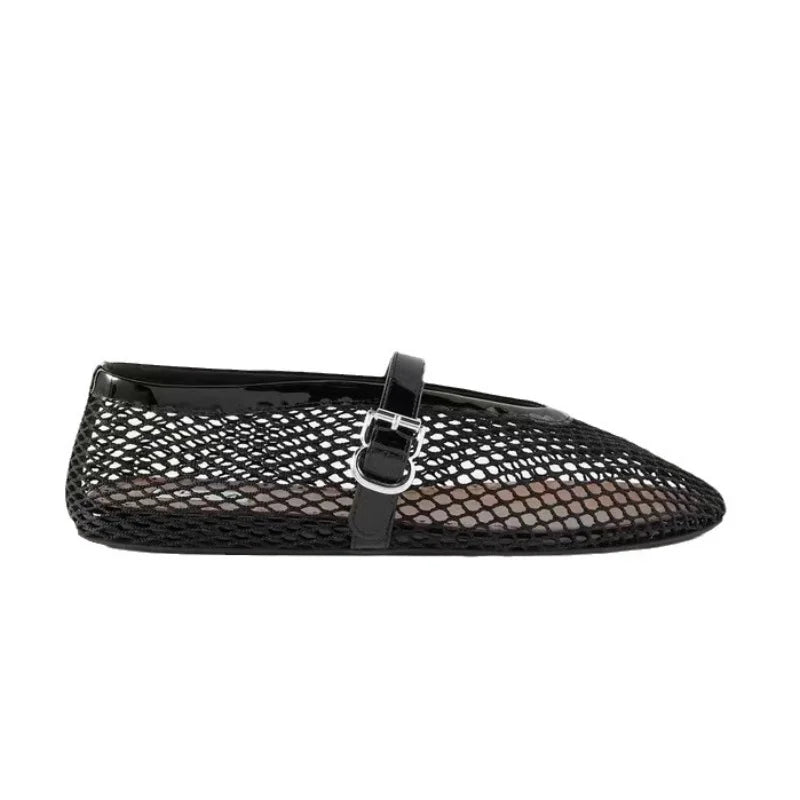 Women New Fishing Mesh Sandals fashionable Flats Comfort shallow mouth Beach,Retro Female slipper