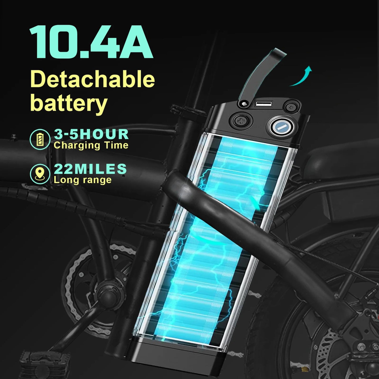 400W motor e-bicycle,foldable,seat, basket, 14 inch 48V 10.4Ah detachable battery, 22 mi-range 20MPH