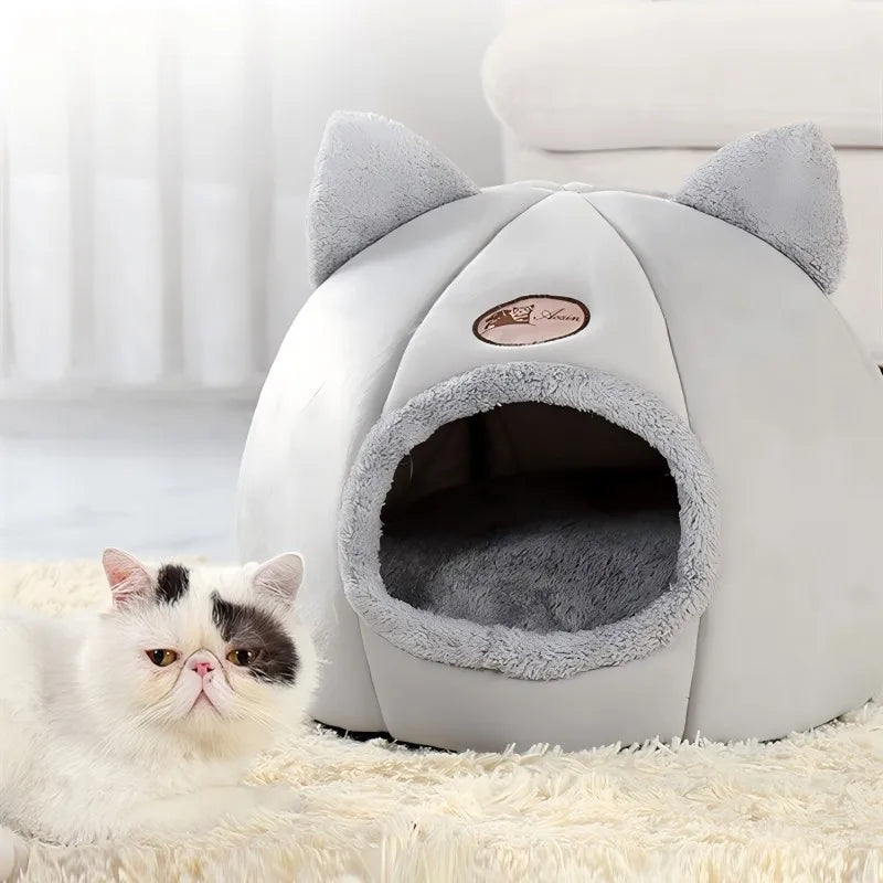 Pet bed with cat ears cat small medium large Comfortable and soft Machine washable