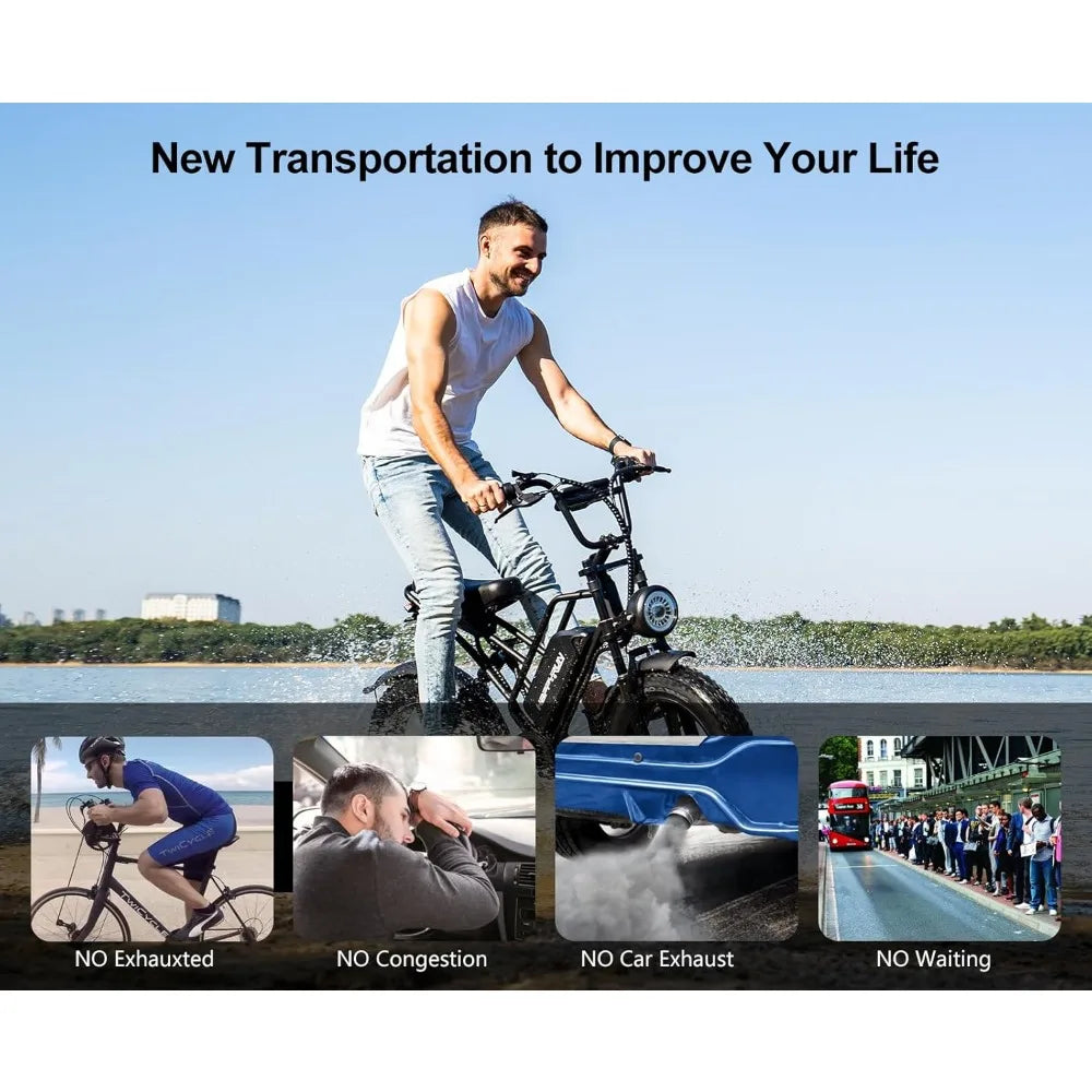 1500W Electric Bike | 48V 18Ah Removable Battery๏ผ32MPH Top Speed - All Terrain Fat Tire
