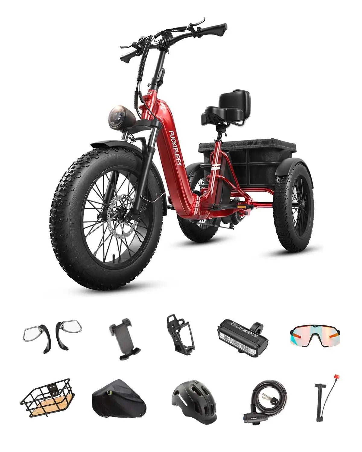 Husky Electric Trike, Adult 960W Peak Motor 60 Miles Range, 500 Lbs Load E-Trike 2-Year Warranty