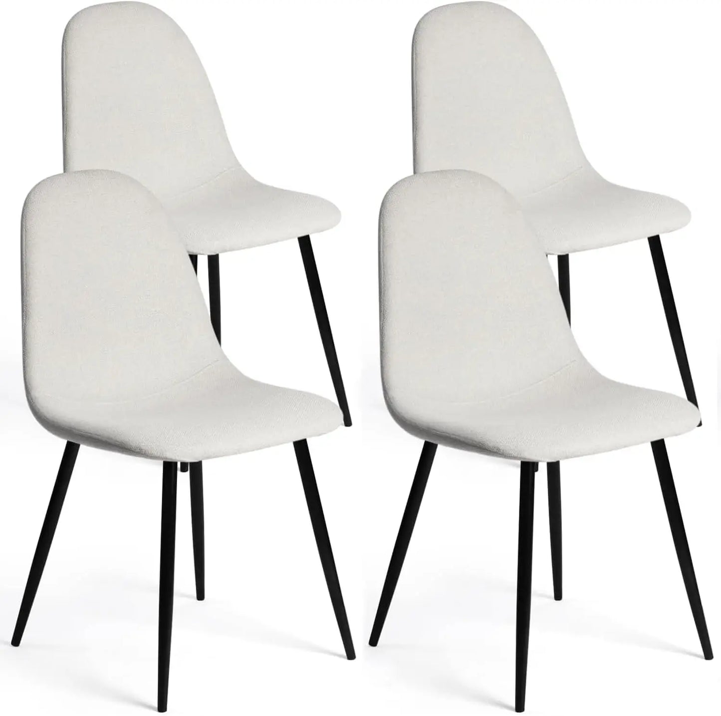 6 Dining Chairs, Fabric Suede,Kitchen Chairs Mid-Back with Metal Legs