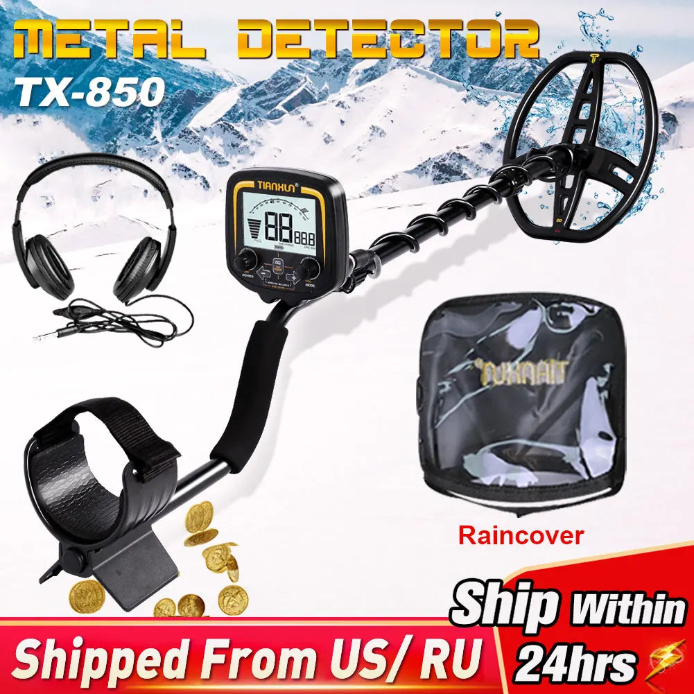TX-850 Deep Gold Metal Detector PinPointing 19 KHZ Frequency Balance Ground Detecting,Finder 11 Inch