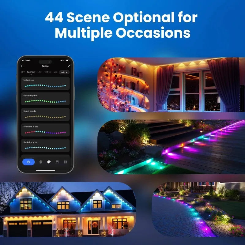 Smart Bluetooth Permanent Outdoor Music Sync Light IP67 Waterproof Voice Control Holiday Party