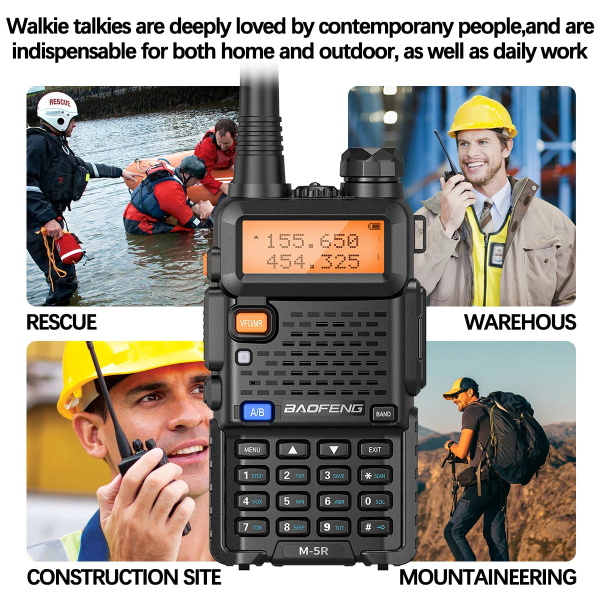 2PCS M-5R 8W Walkie Talkie Multi Band Type-C Wireless Copy Frequency AM Long Range UV-5R Two Way Ham