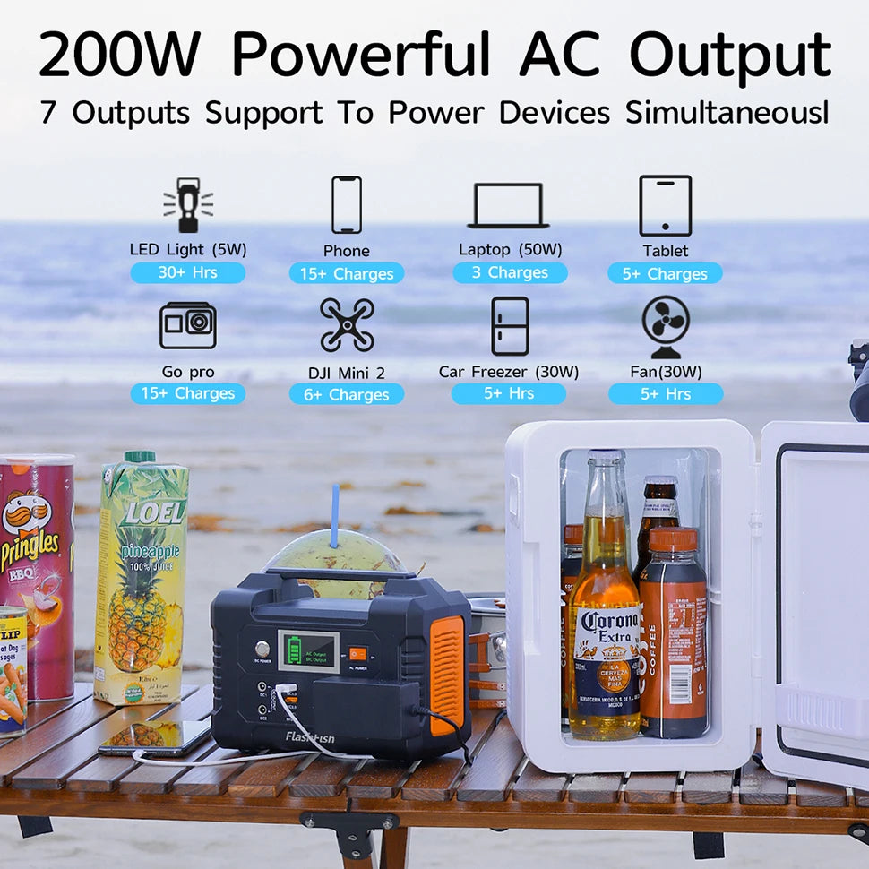 Portable Power Station 200W 151Wh Solar Generator,Solar Panel 50W Battery Cell Complete Kit Set