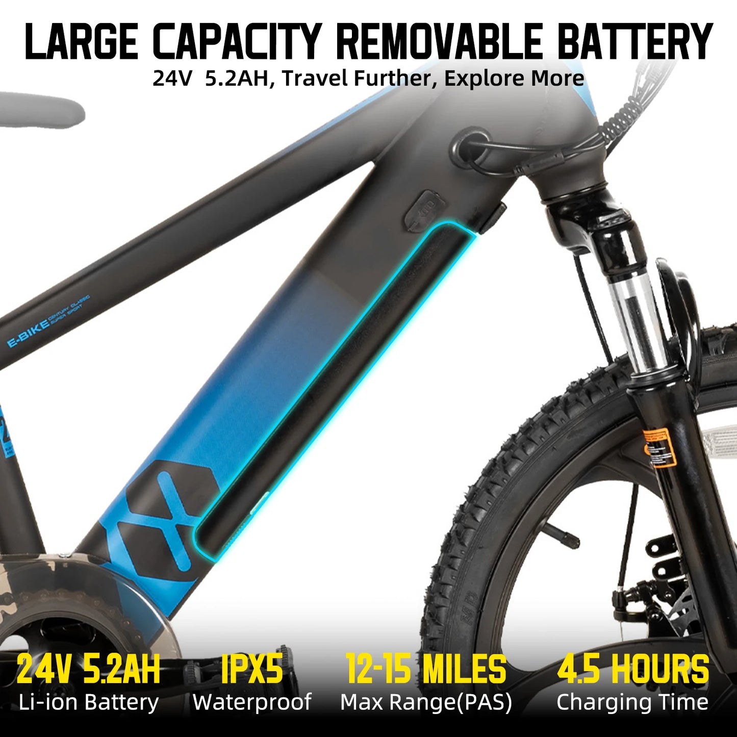 Electric Bike, Kids Teens Ages 7+, 250W Motor, 15 Miles 15MPH Electric Mountain Bicycle Safe Mini
