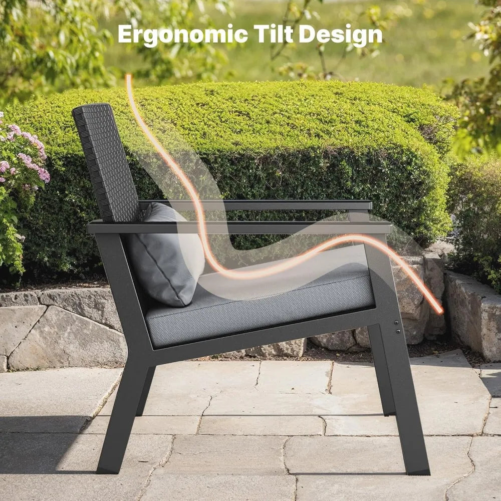 Outdoor Wicker Patio Furniture Set with Deep Seating Cushions ,Table,Balcony, Backyard, porch