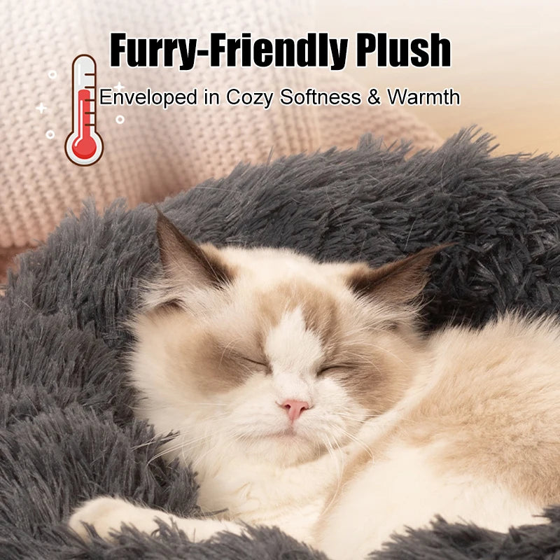 40-100cm Fluffy Pets Beds Large Round Super Warm Soft Cat Plush Nest