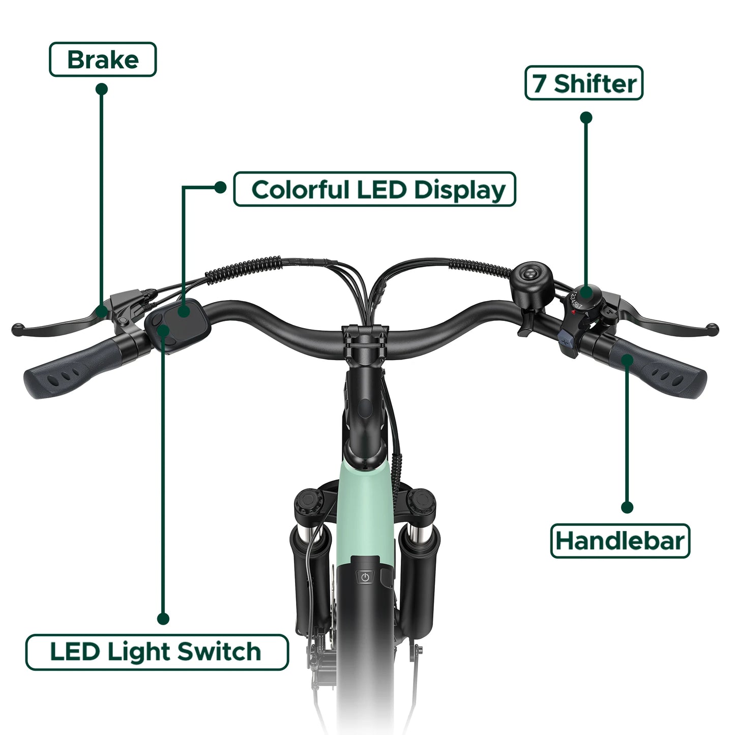 MileCity 1 26'' Commuter Electric Bicycle 700W Peak Motor 7 Speed Electric Bike , Gray