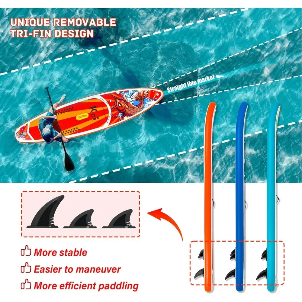 Inflatable Paddle Board Stand Up, Adults SUP, Premium Accessories Pump, Adjustable Paddle