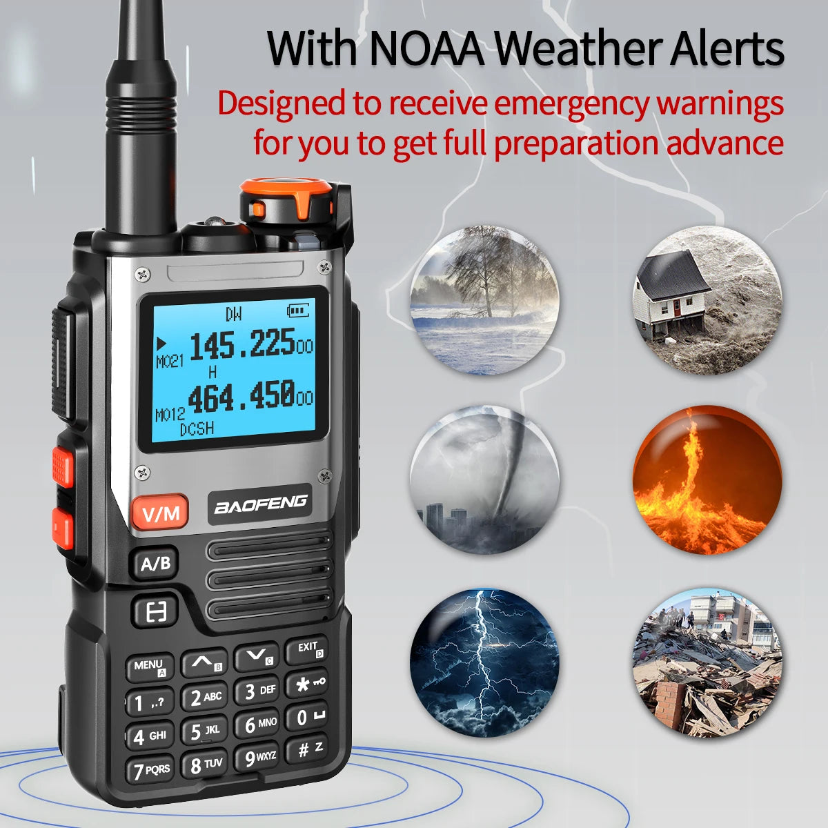 Multi Band Walkie Talkie Wirelss Copy Freq,.999 Channels NOAA AM Long Range Two Way Ham Radio