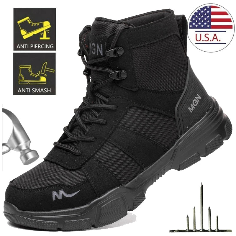 Boots Indestructible Safety Men Steel Toe Puncture-Proof Sneakers; Women Non Slip Work Shoes