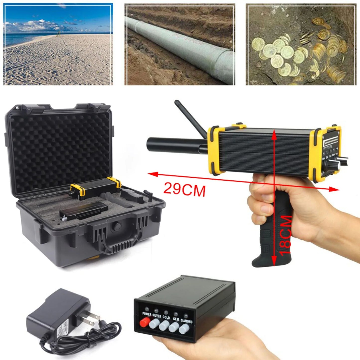 110 V Metal Detector, Underground Metal Scanner, Treasure Detector, Gold, Silver, Gem, Diamond