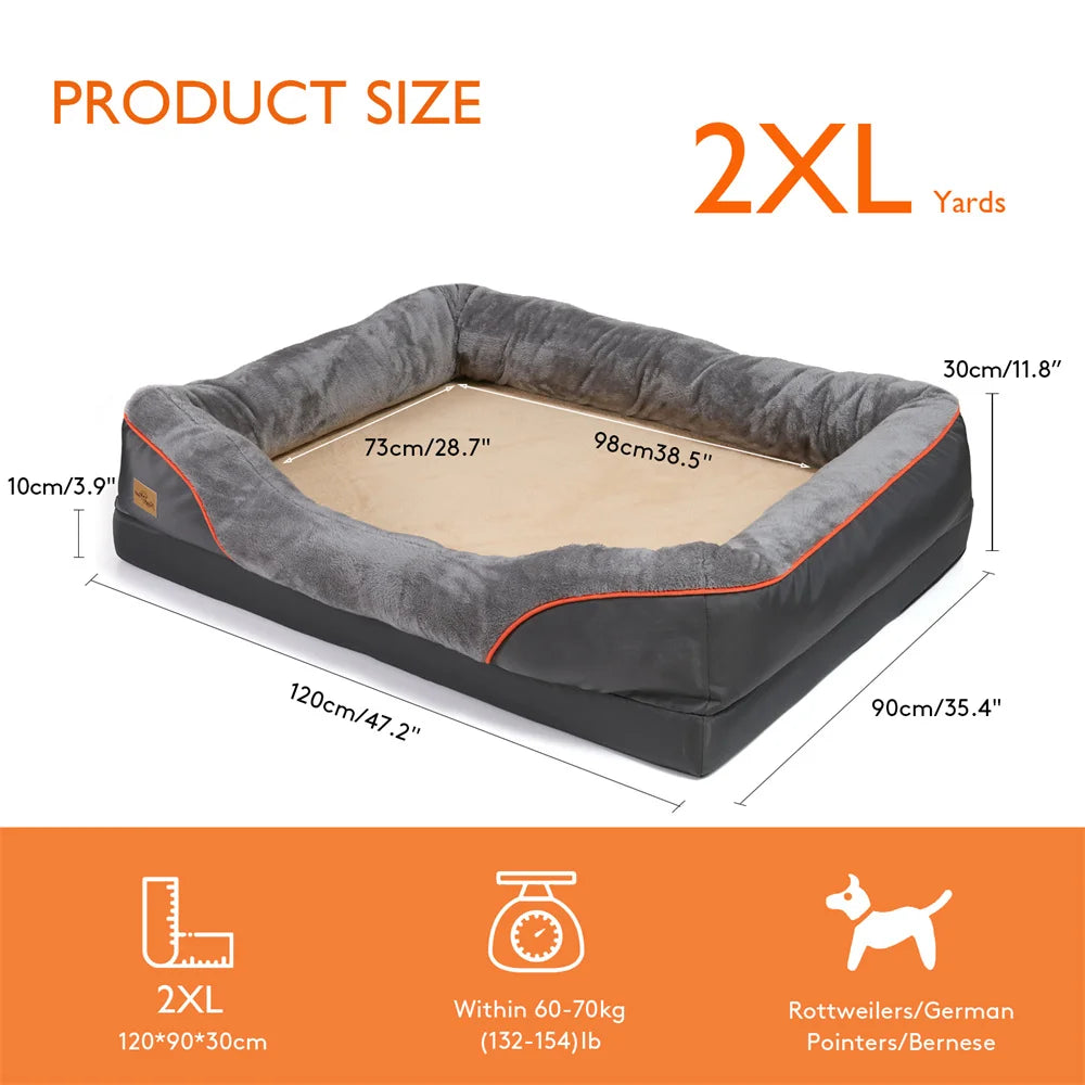Jumbo Large Orthopedic Dog Bed Memory Foam,Waterproof Elevated Cushion Warm Puppy,Removable Cover