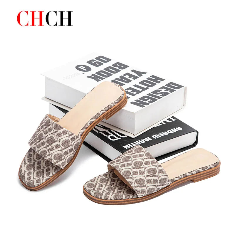 Classic Simple Design Comfortable Anti-slip Sole Printed Slippers Seasonal Fashion Women's Sandals