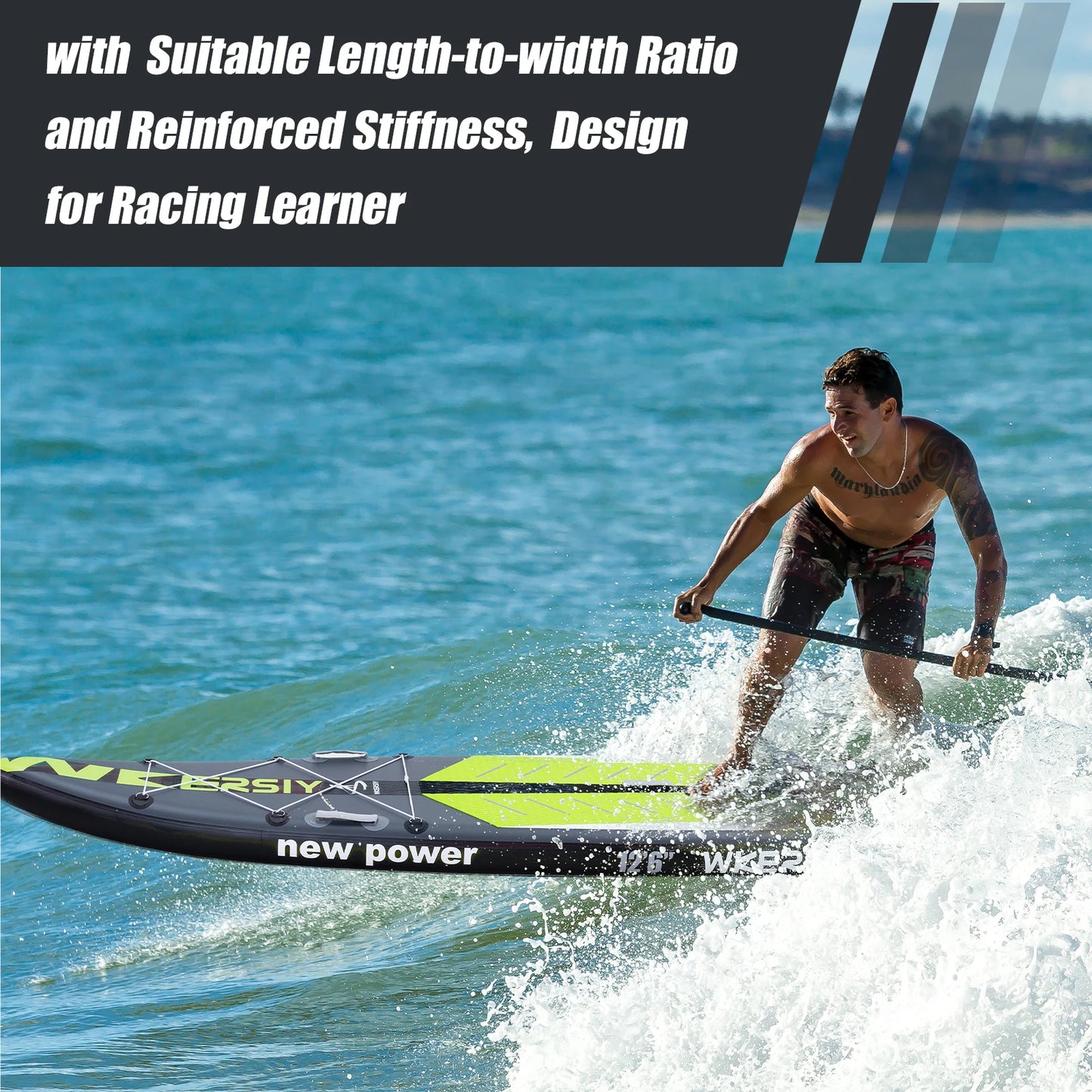 12'6 SUP inflatable paddle board 30" width for racing paddling solo stand up paddle board