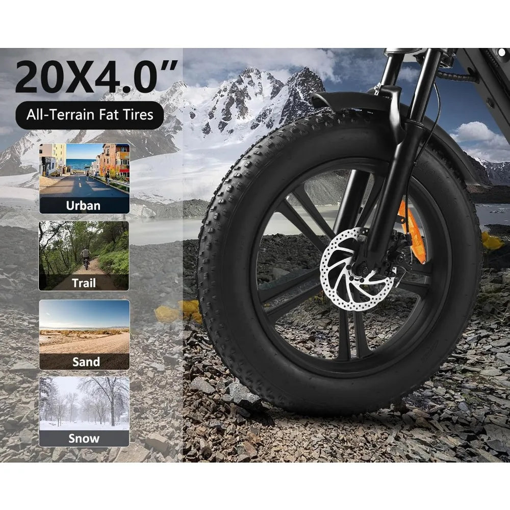 1500W Electric Bike | 48V 18Ah Removable Battery๏ผ32MPH Top Speed - All Terrain Fat Tire