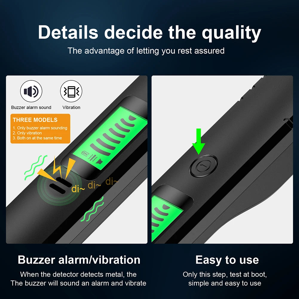 Handheld Alarm High Sensitivity Pinpointer Search 360°Scanning Coil Metal Detect Tool 3 Modes Coins