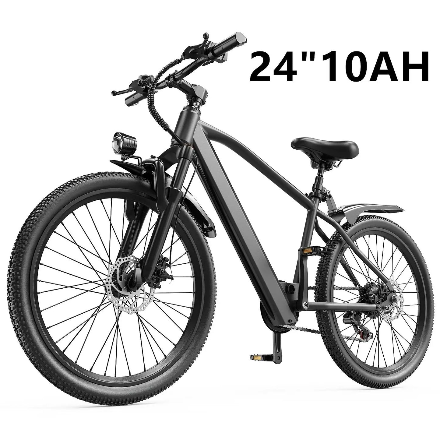 26" 24" E- Mountain Bike for Adults 36V 374Wh/468Wh Battery, 500W Motor, 21-Speed Gears , 30-Mile