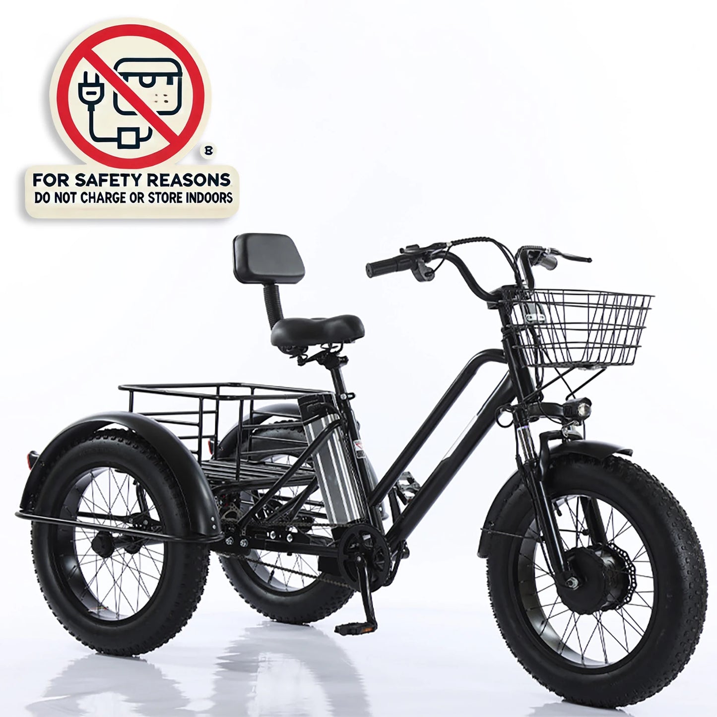 Artudatech 500W 48V 13A Electric Snow Tricycle 3 wheel e-bike 4.0 Fat Tire Tricycle