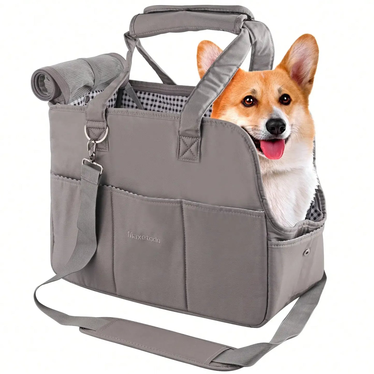 Womens Pet Carrying Handbag Dark Gray Small Dogs Cat Dogs(8lb) Cats(11lb)