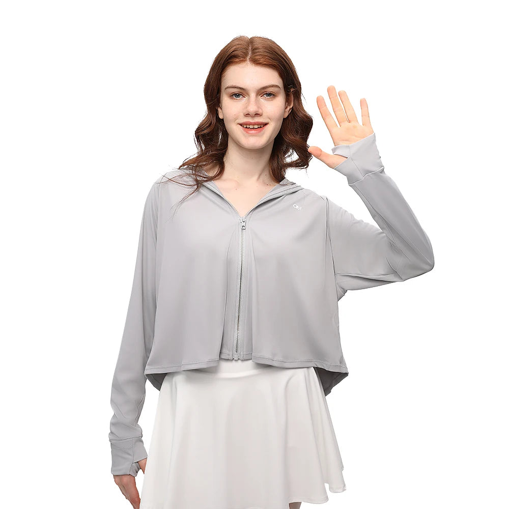 Sunscreen Jackets Women UV Protection Clothing UPF50+ Hoodie Breathable Coats, Running Cycling